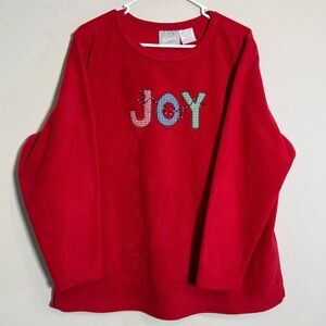Vintage Blair Christmas Joy Embroidered‎ Sweater Crewneck Fleece Red Women's XL